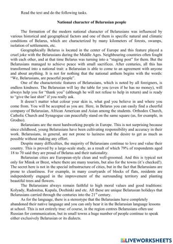 National character of Belarusian people