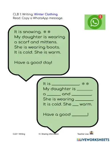 CLB 1 Writing Winter Clothing2