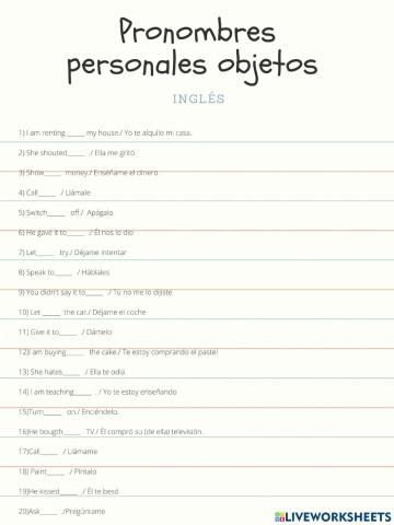 Pronombres personales objeto ingles