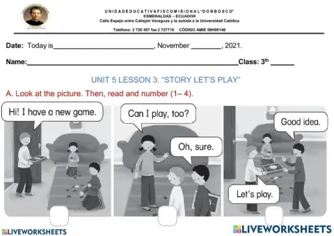 ACTIVITIES ABOUT THE STORY -LET'S PLAY-
