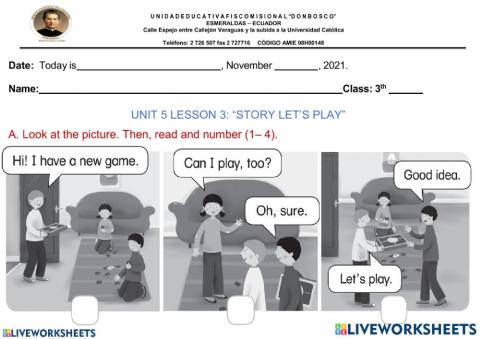 ACTIVITIES ABOUT THE STORY -LET'S PLAY-