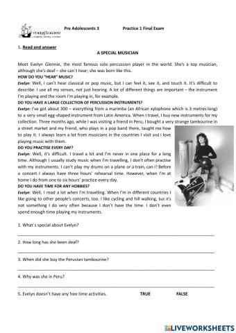 Reading comp Pre adol3 Pract, Final exam