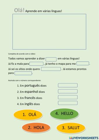 Olá, em várias línguas