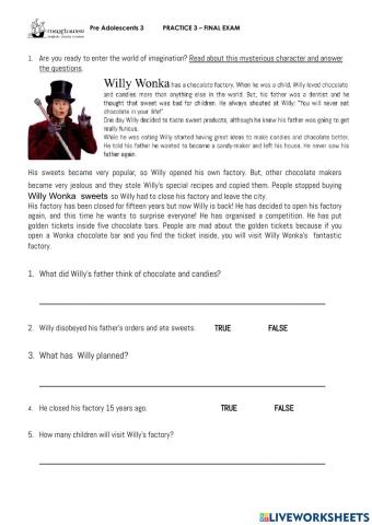 Reading practice pre ado 3l final exam