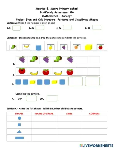 Odd and Even Number-Patterns-Classifying