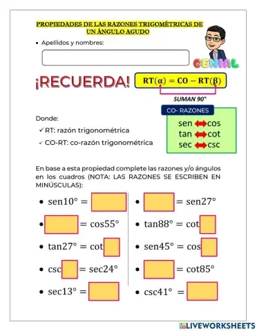 Propiedades de las razones trigonométricas
