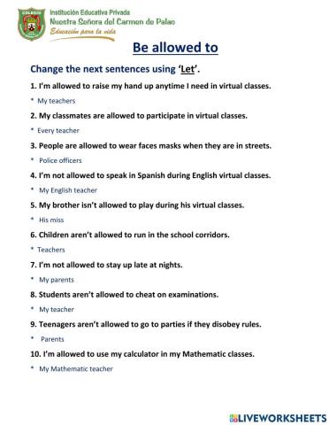 'Be allowed to & Let'