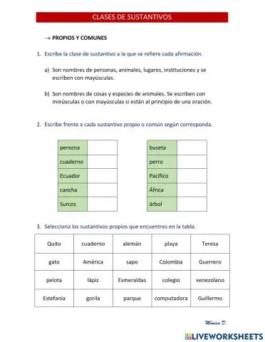 Clases de sustantivos