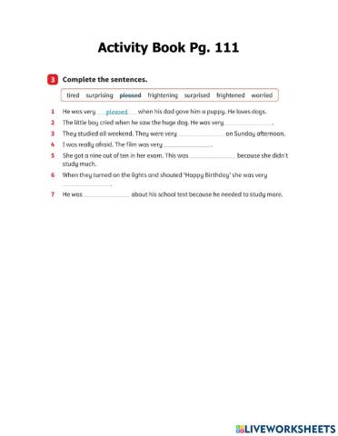 Activity book pg 111-4°