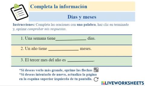 Información: días y meses