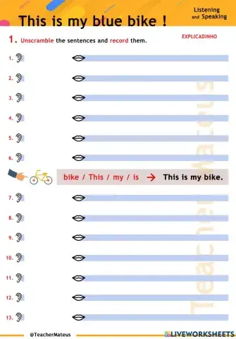 PRESENT SIMPLE - This is my blue bike - Speaking