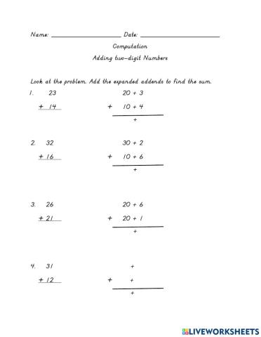 Adding two-digit Numbers 2
