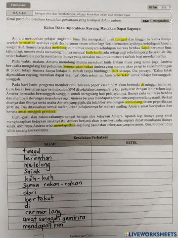 Membetulkan kesalahan perkataan