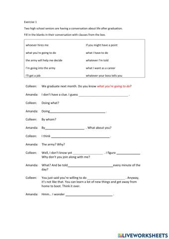 Exercises Noun Clauses