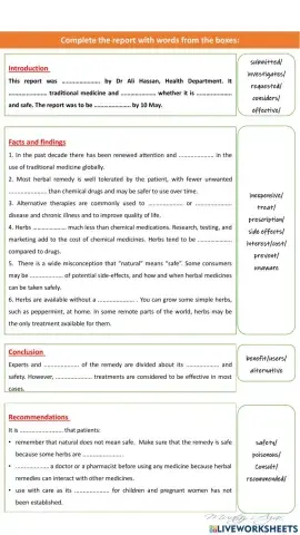 Report (Traditional Medicine)