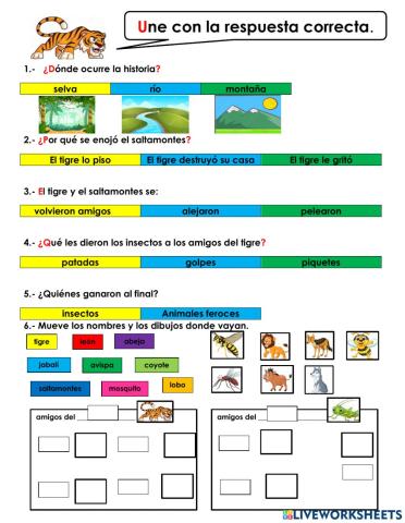 Comprensión lectora El tigre y el saltamontes