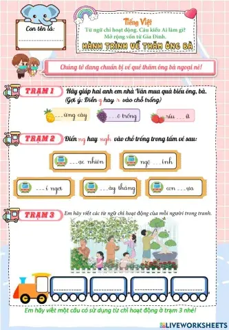 Tuần 7: Từ chỉ hoạt động. Câu kiểu Ai làm gì? Mở rộng vốn từ về Gia đình.