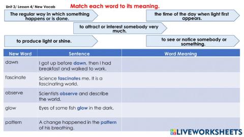 Impact 1- Unit 3- Lesson 4- New Vocab