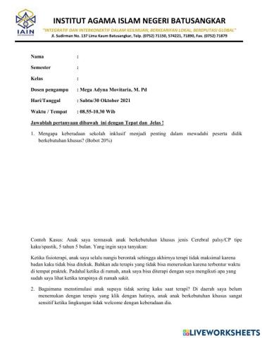 Quiz Pendidikan Inklusi