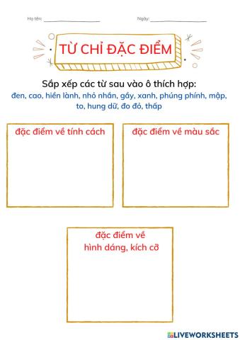 Từ chỉ đặc điểm