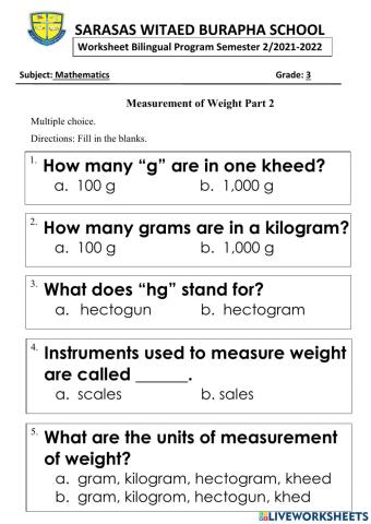 Measurement of Weight Part 2