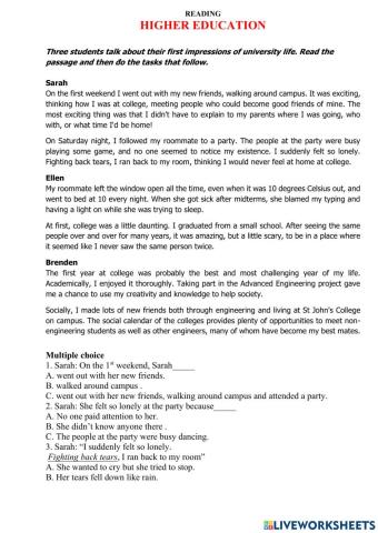 READING: HIGHER EDUCATION