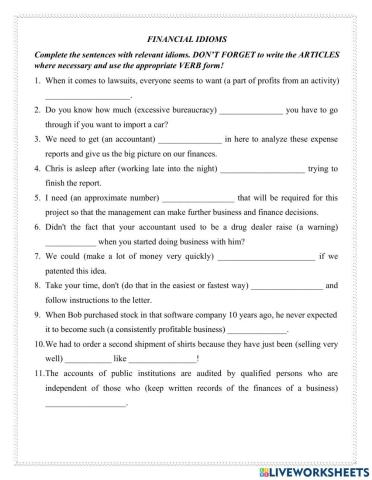 Financial idioms
