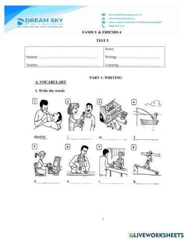 DS - Fa4 - Test 5 Writing