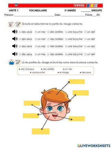 3e année EXAMEN UNITÉ 1
