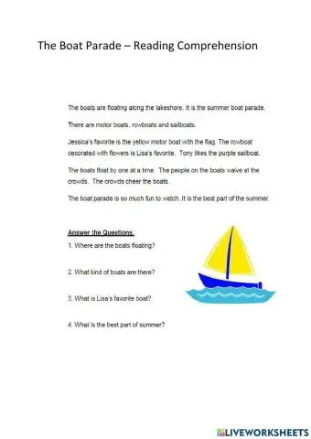 Reading Comprehension- The Boat Parade