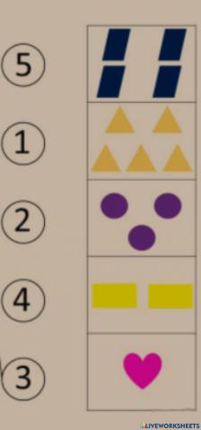 Match the numbers of the shape in the box and match it with the number of the shapes in the box