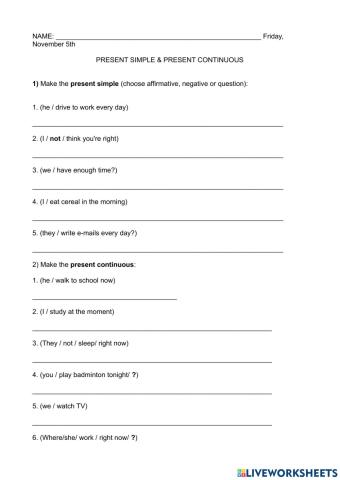 Present simple & present continuous