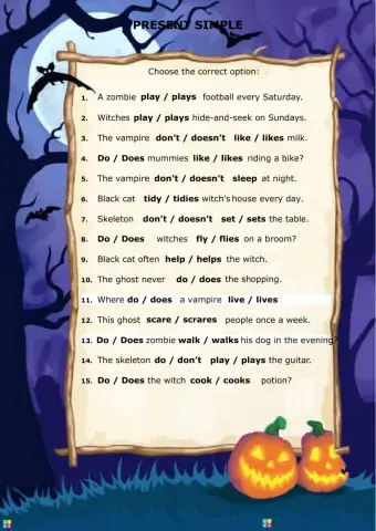 Present Simple multiple Choice Halloween