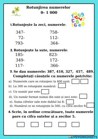 Rotunjirea numerelor 0-1 000