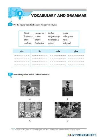 English 7 big4 unit 1 vocabulary and grammar