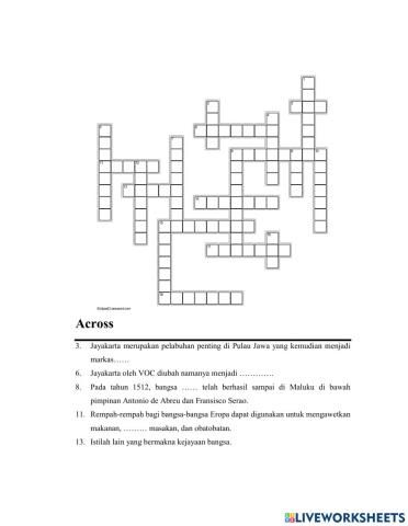 Crossword Bagian A Ke 2