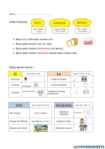 Kata Hubung dan Kata Sendi Nama Tahun 3