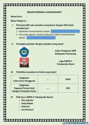 Brainstorming Pembuatan Soal Otentik Liveworksheet