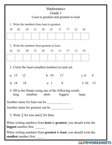 Least to greatest and greatest to least