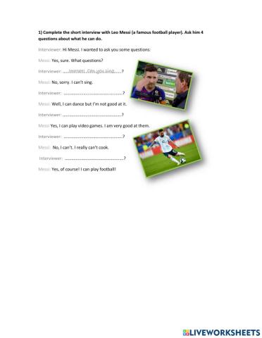 Questions with can. Interview with Messi