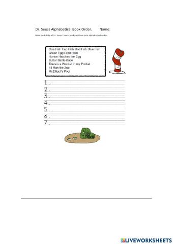 Dr Seuss Aplhabetical Order Book