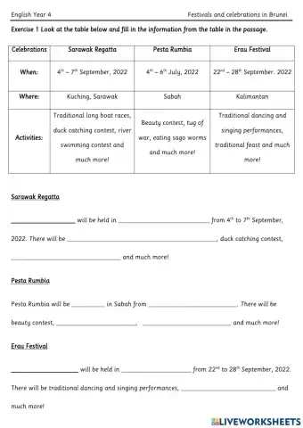 Year 4 3.8 Festivals and Celebrations