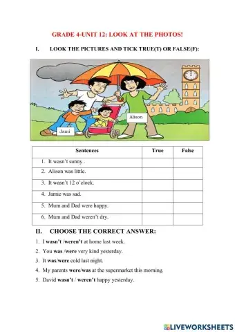 Grade 4- Unit 12: Look at the photos!