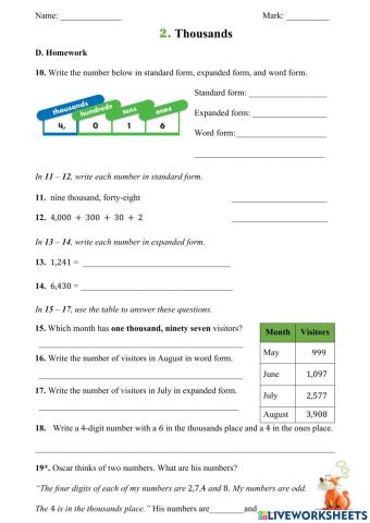 Thousands (Homework)