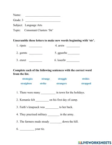 Consonant Cluster 'Str'