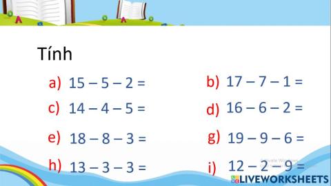 BTT2 Tuần 8 -14,15,16,17,18 trừ đi một số