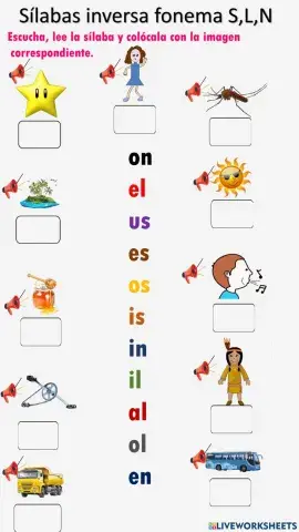 Escucha,lee las sílabas y colócalas con la imagen correspondiente.