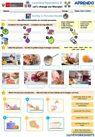 Peruvian Recipe Activity 3 Learning Experience 8 A2