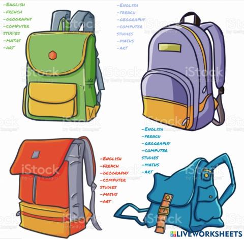 School subjects and items