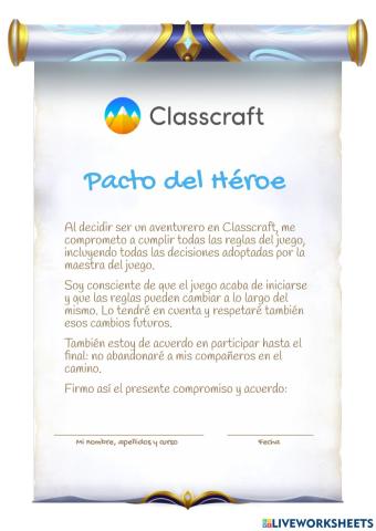 Classcraft - Pacto del Héroe